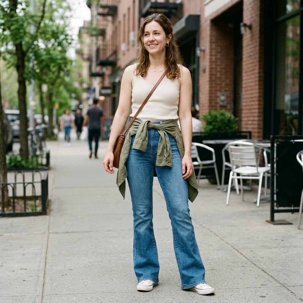Flare Jeans and Tank Top Outfit Ideas