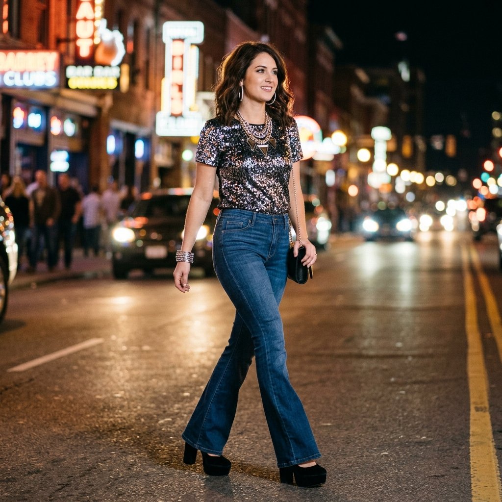 Flare Jeans Outfit Ideas for Night Out