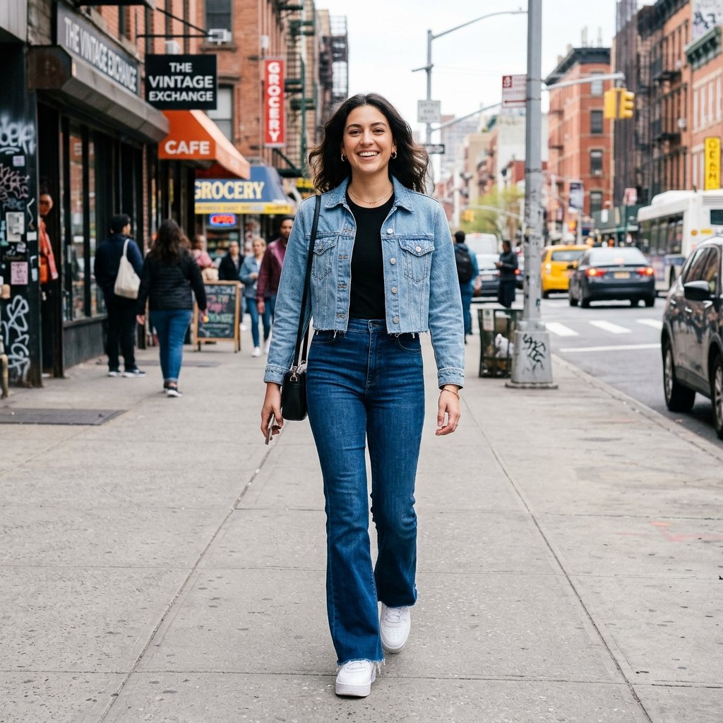 Flare Jeans and Crop Jacket Outfit Ideas