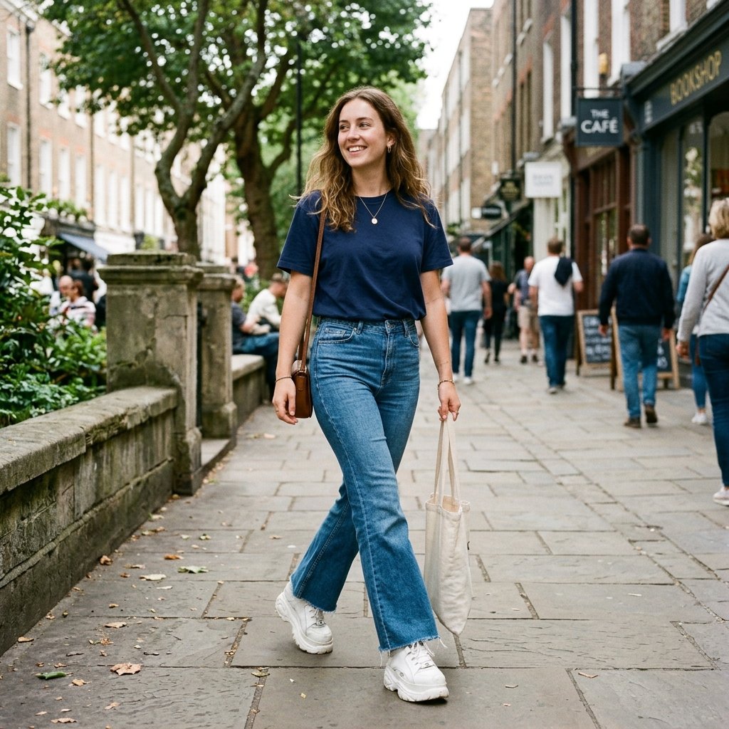 Flare Jeans and Sneakers Outfit Ideas