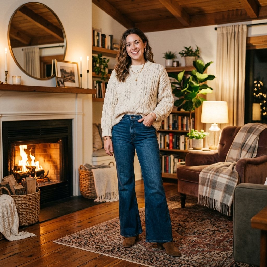 Flare Jeans and Sweater Outfit Ideas