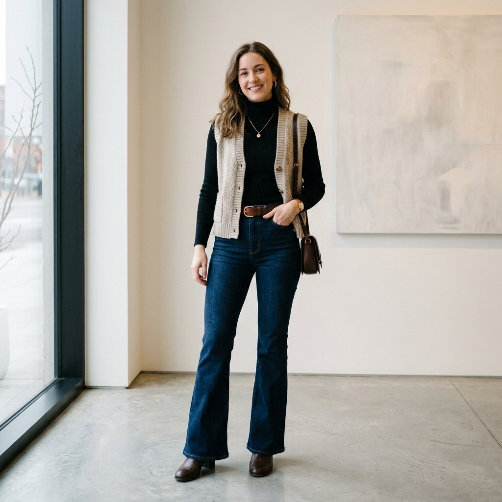 Flare Jeans and Turtleneck Outfit Ideas