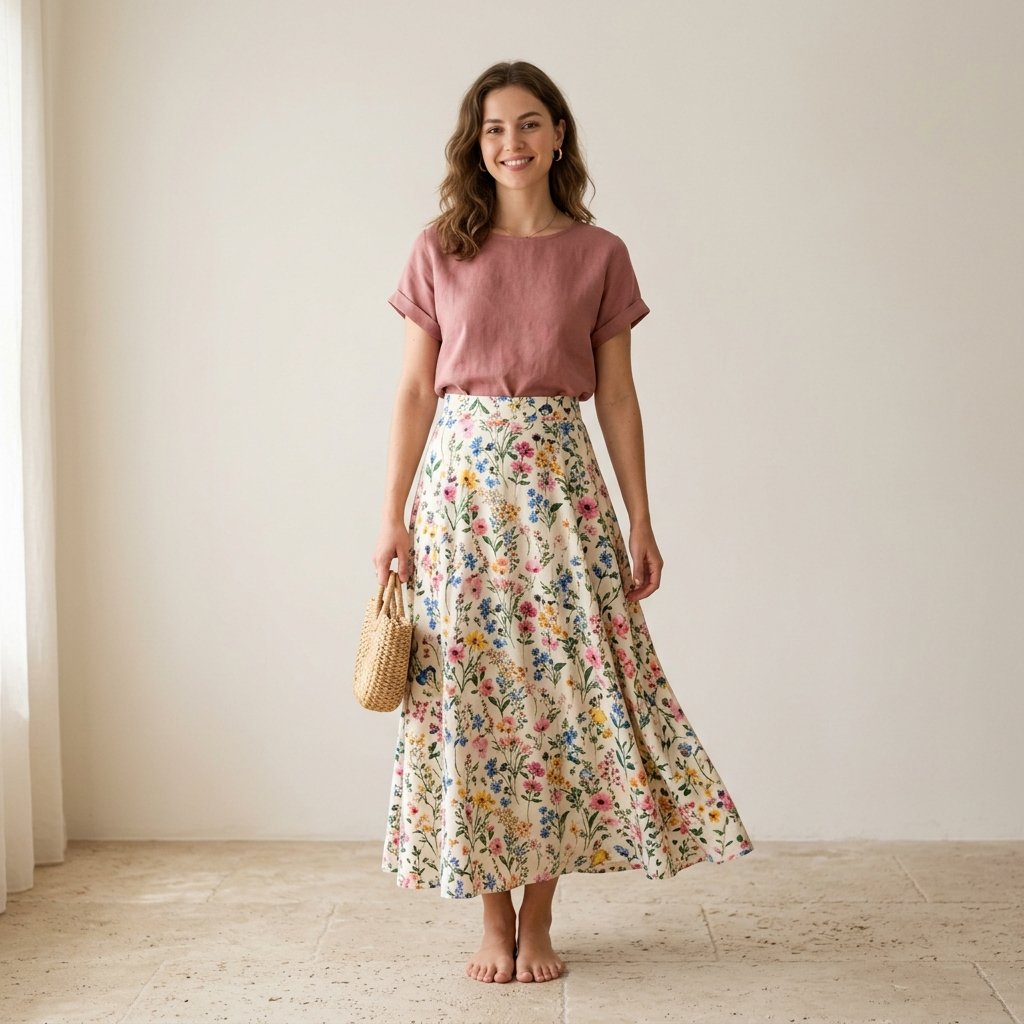 Floral Long Skirt Outfit Ideas
