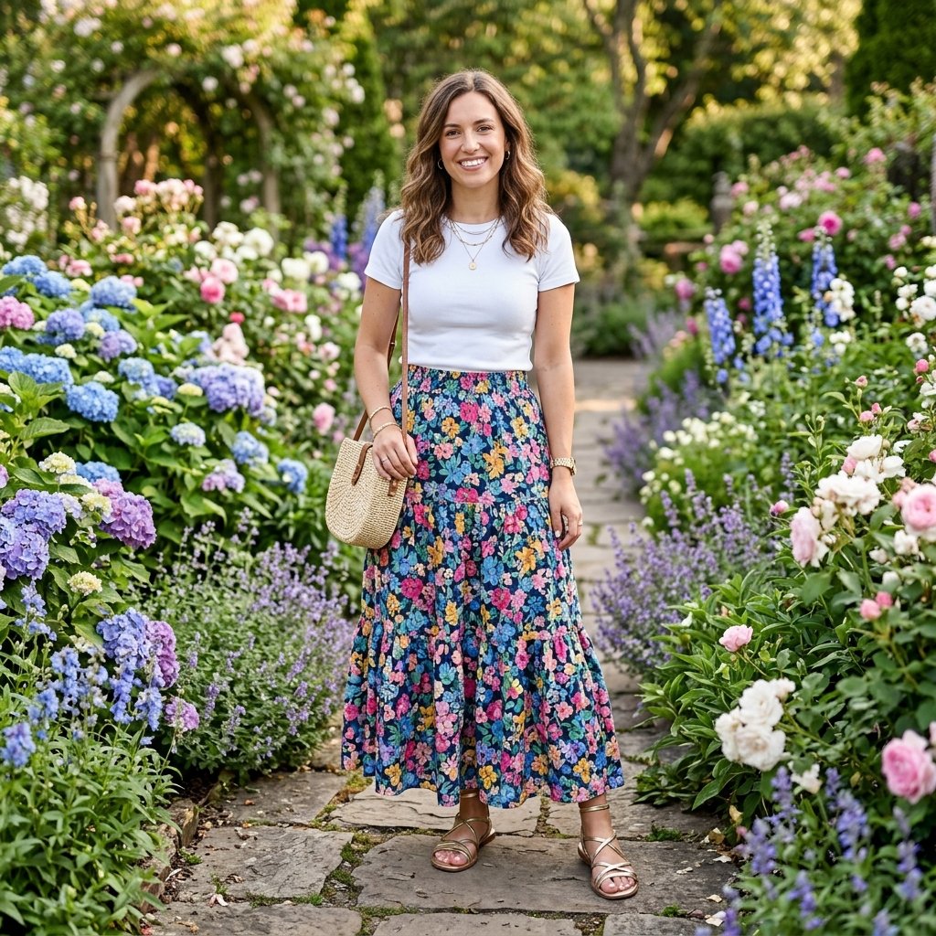 Floral Summer Maxi Skirt Outfits Ideas