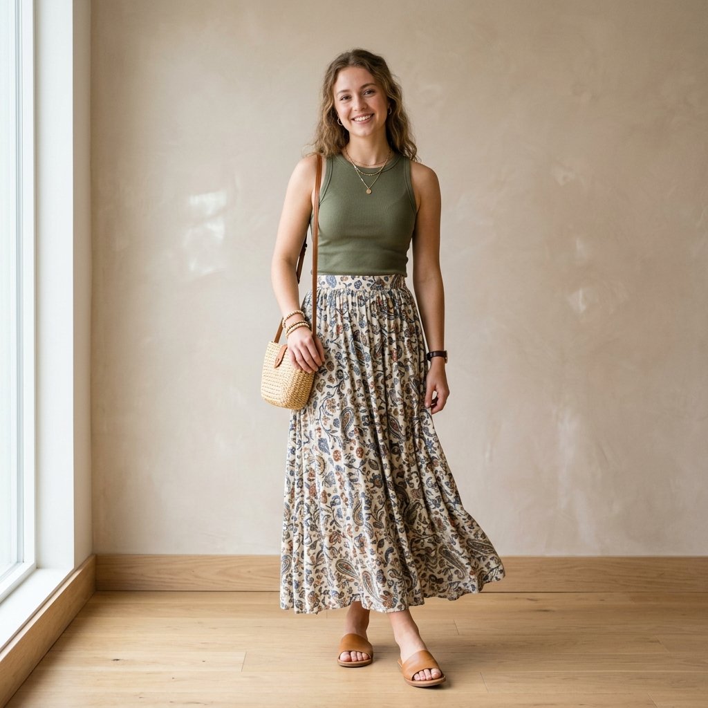 Flowy Maxi Skirt Outfit Ideas