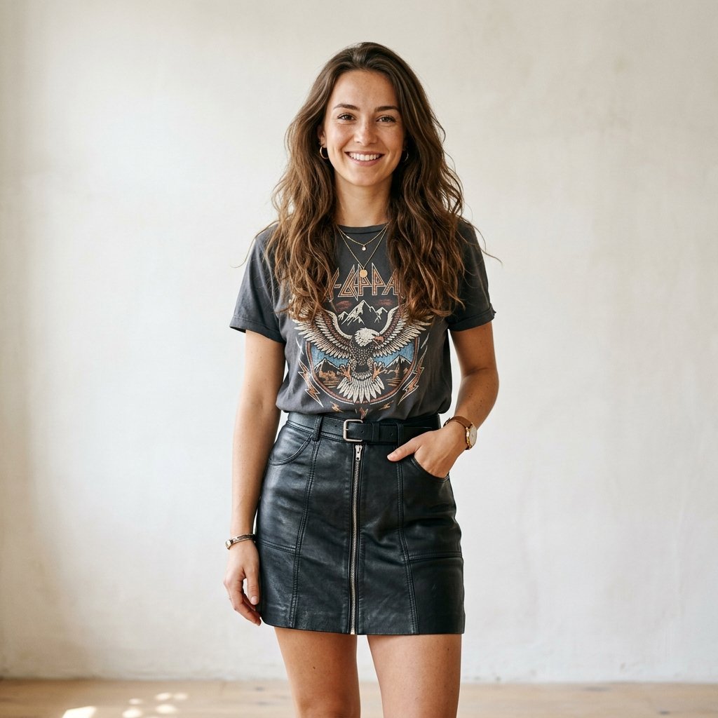 Leather Skirt and Graphic Tee Ideas