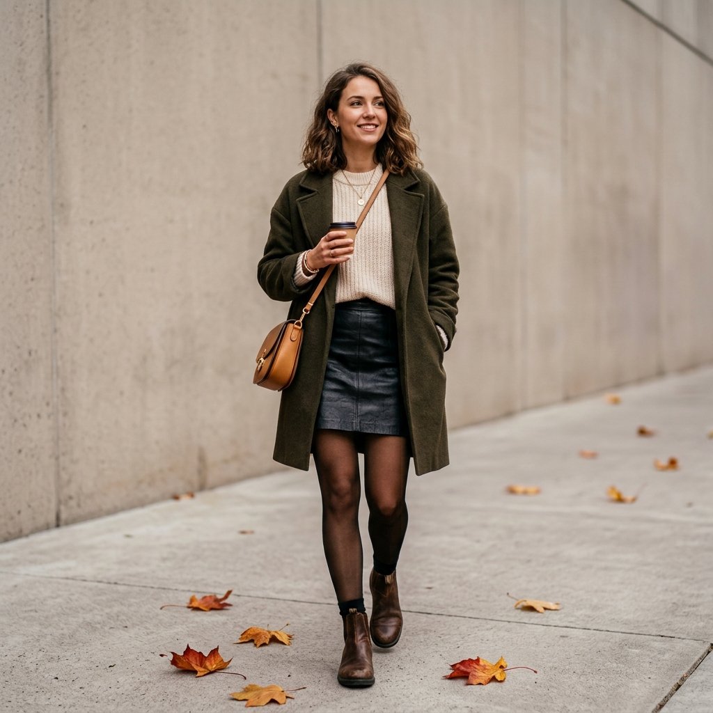 Leather Skirt and Ankle Boots Ideas