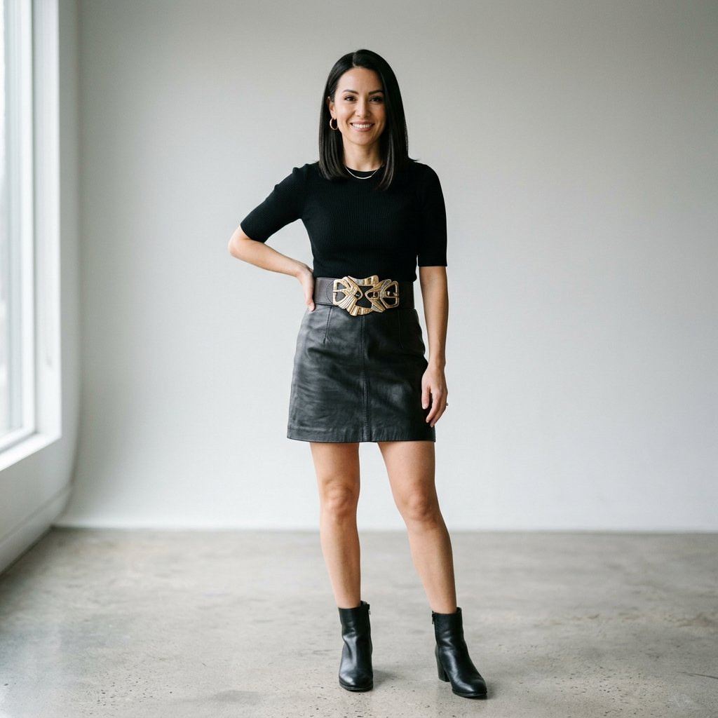 Leather Skirt and Statement Belt Ideas