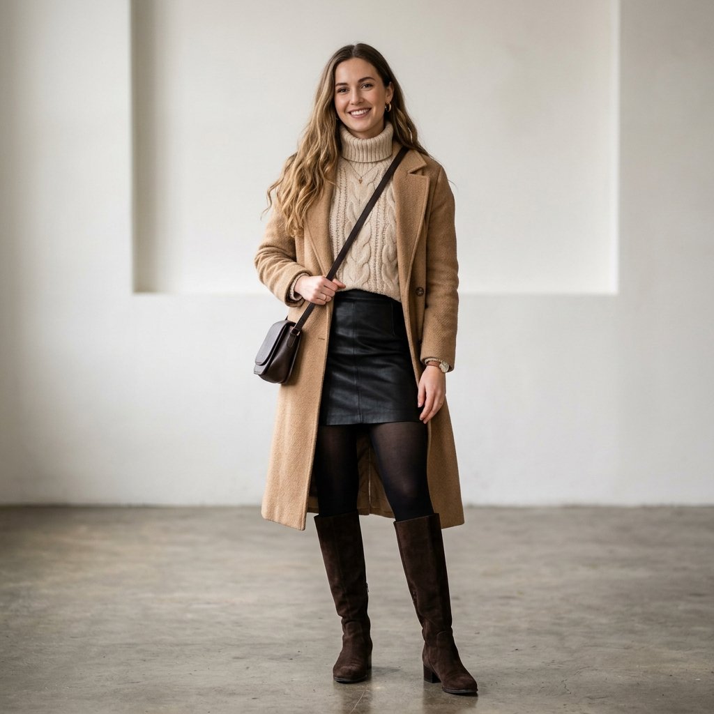 Leather Skirt Winter Outfit Ideas