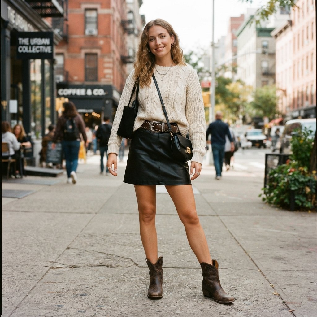 Cowgirl Outfit Ideas: 31 Ways to Style Your Western Look 12 Leather Skirt Cowgirl Outfit Ideas