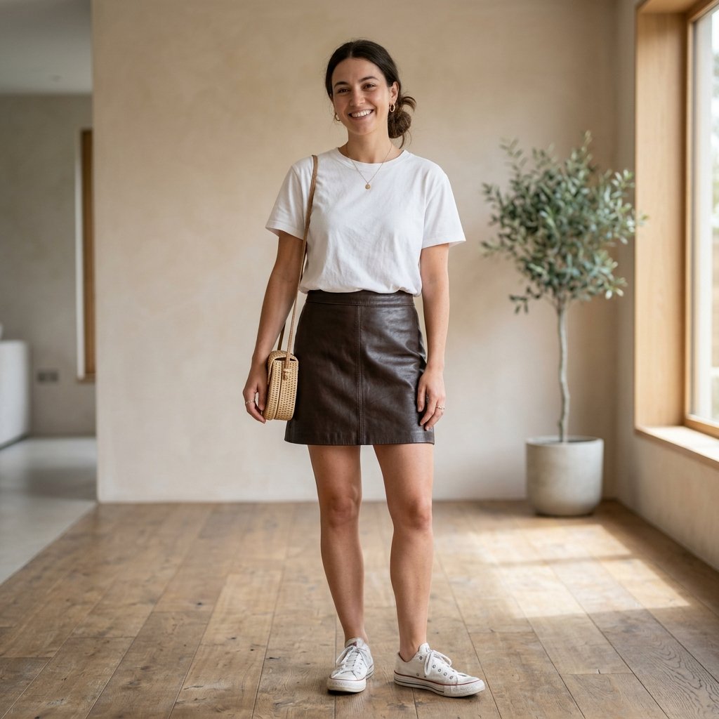 Casual Leather Skirt Outfit Ideas