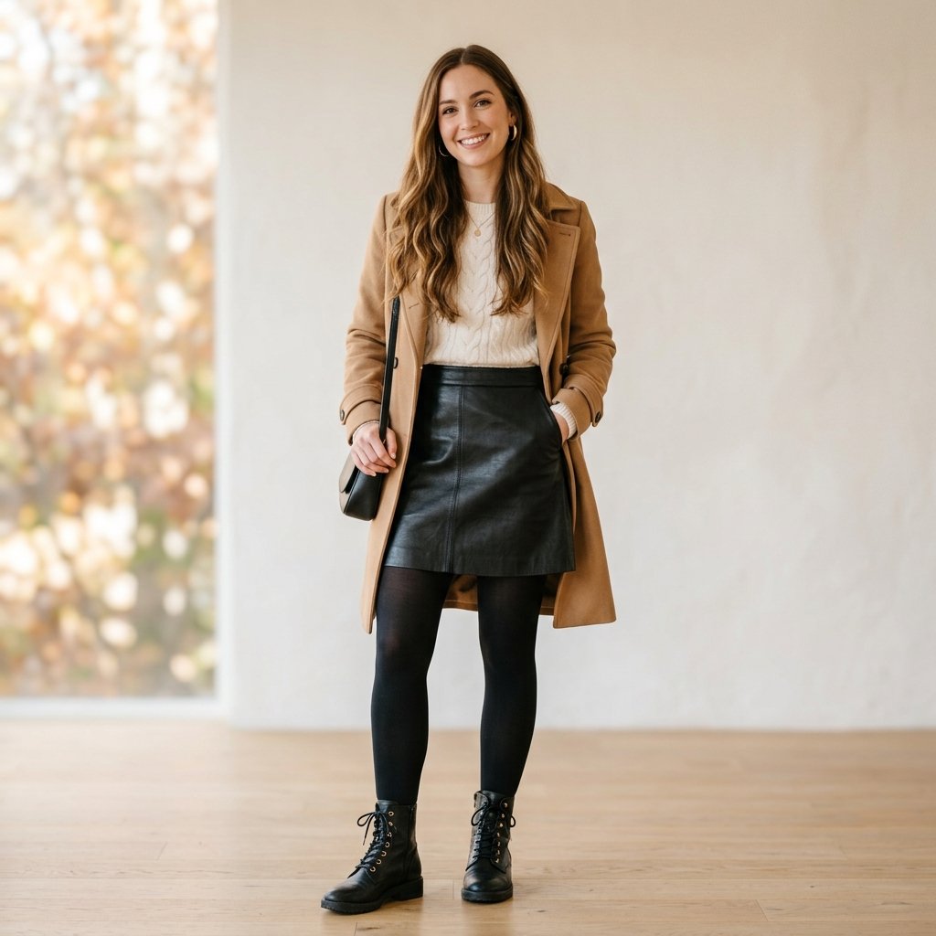 Leather Skirt and Tights Ideas