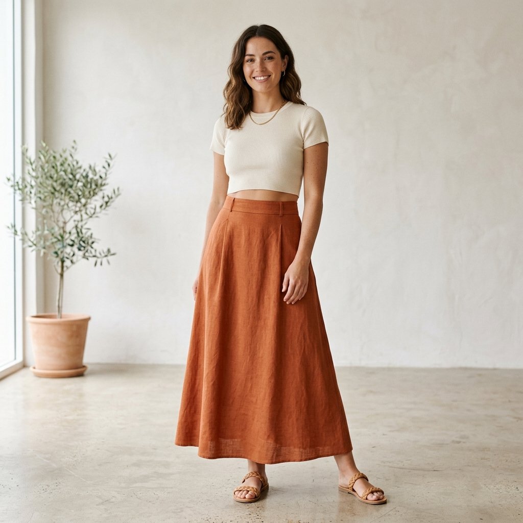 Long Skirt and Crop Top Outfit Ideas