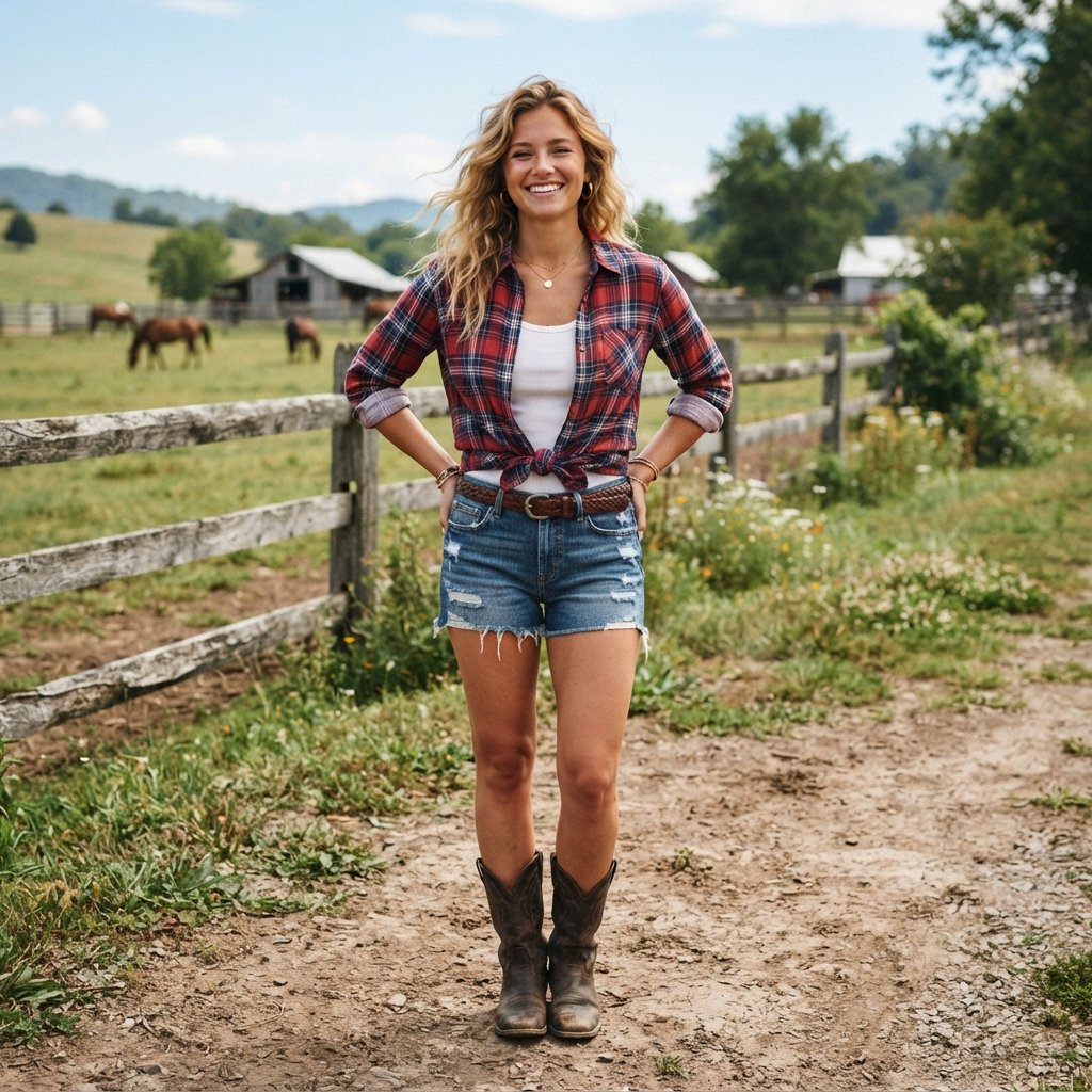Cowgirl Outfit Ideas: 31 Ways to Style Your Western Look 10 Plaid Shirt Cowgirl Outfit Ideas