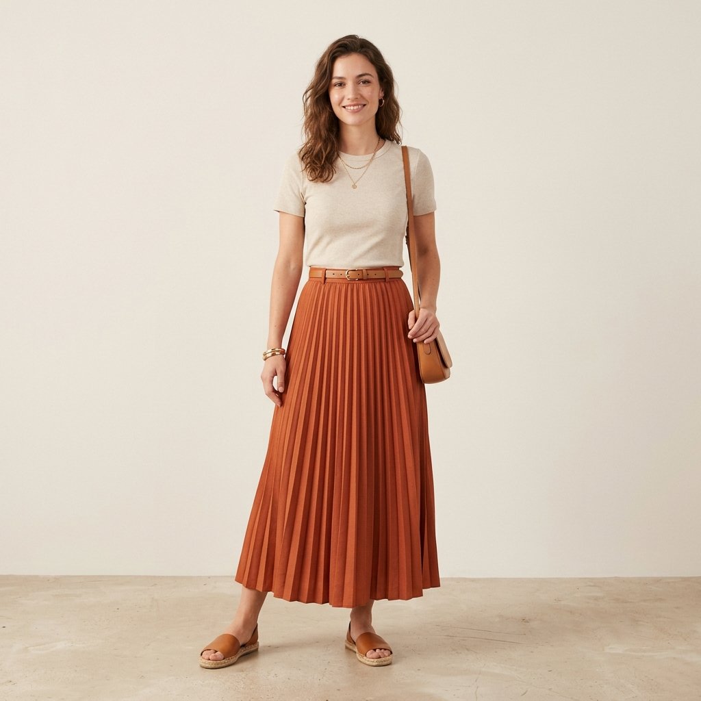 Pleated Long Skirt Outfit Ideas