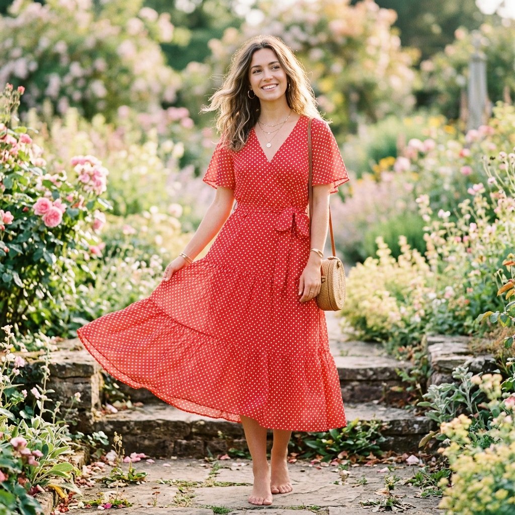 Red And White Outfit Ideas Polka Dot Dress 
