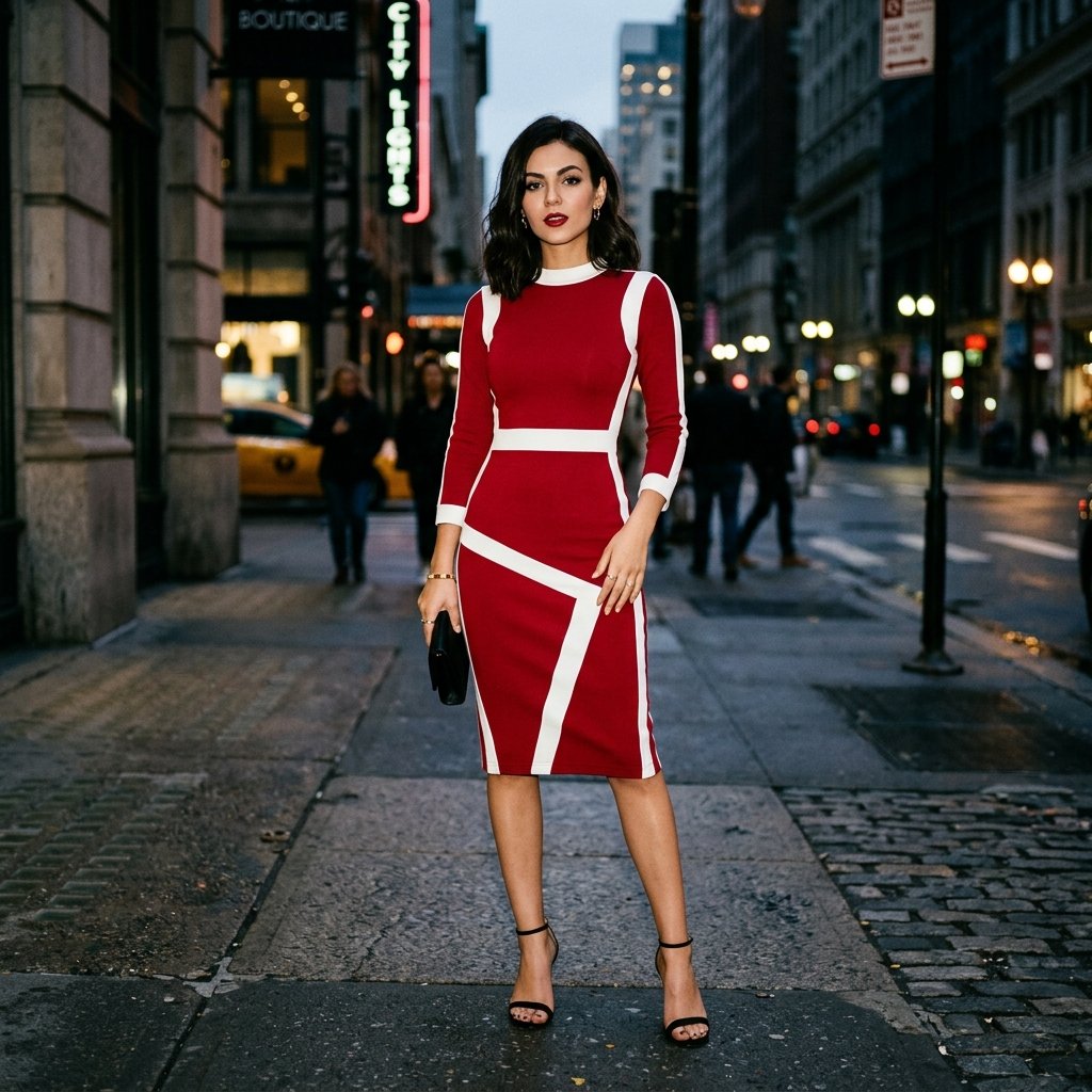 Red and White Bodycon Dress Idea
