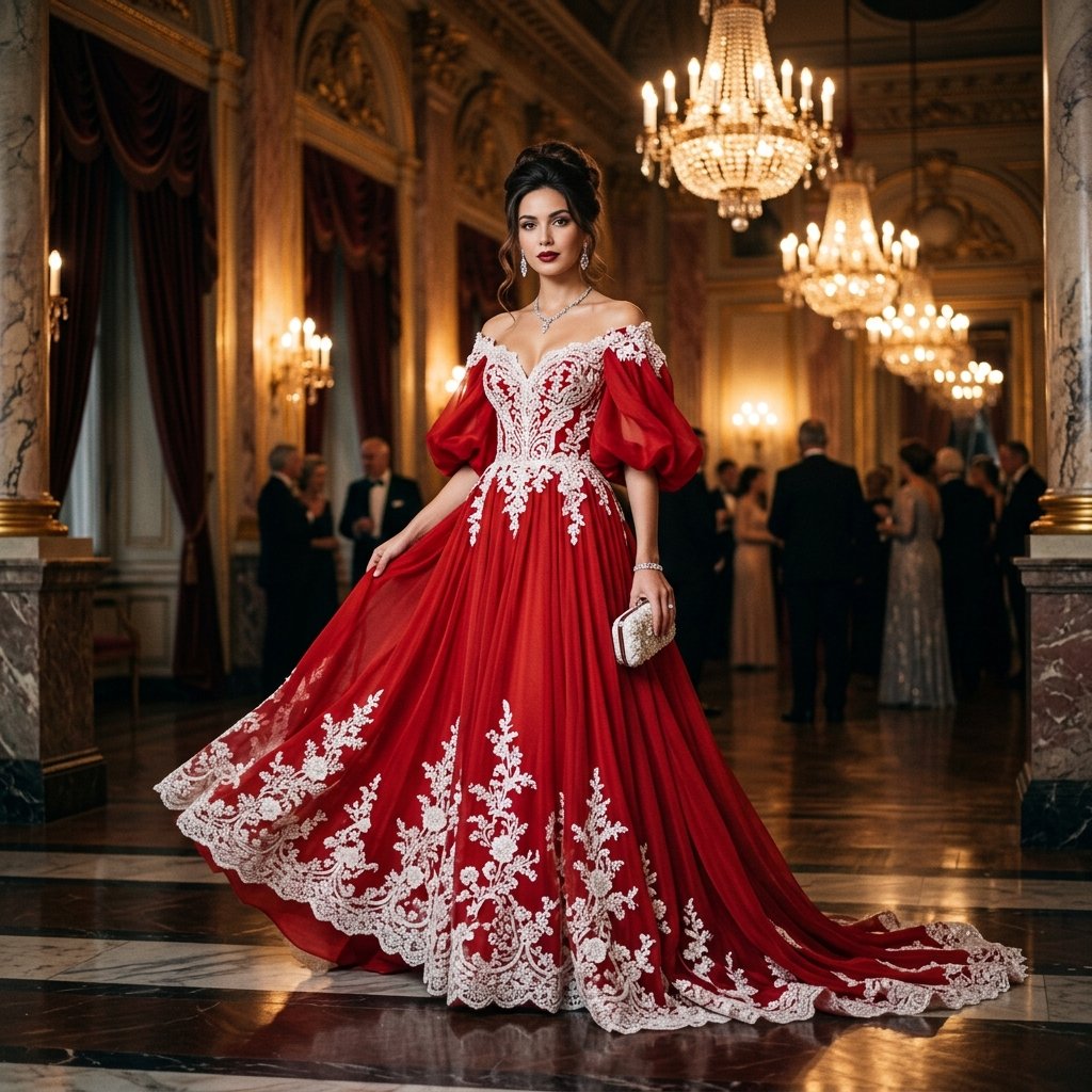 Red and White Formal Gown Idea