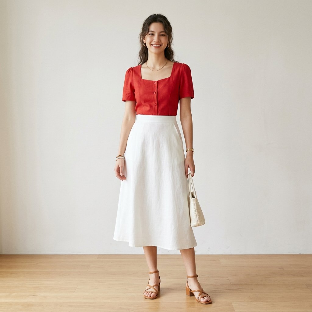 Red and White Outfit Ideas Two Piece Set Idea