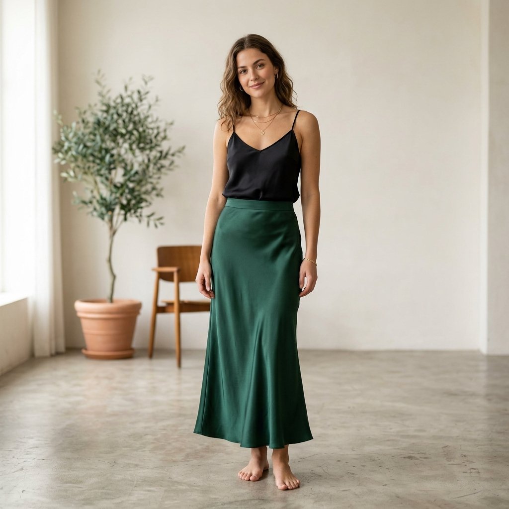Satin Long Skirt Outfit Ideas