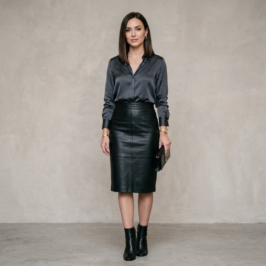 Leather Skirt and Silk Blouse Ideas