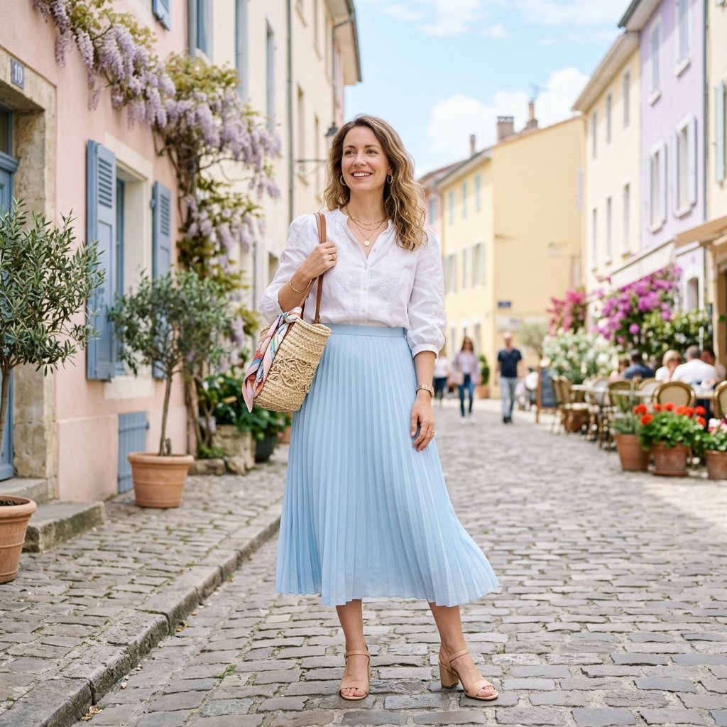 Pastel Pleated Skirt Outfits Ideas