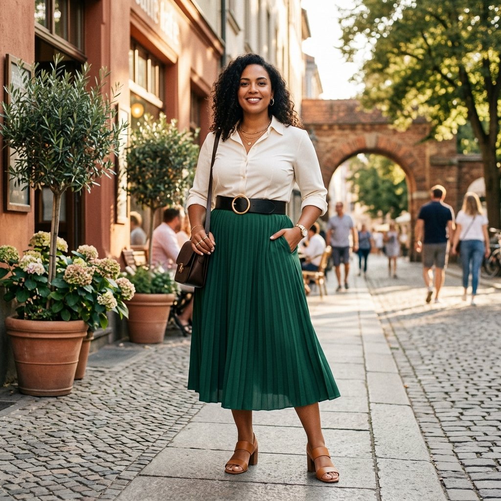 Plus-Size Pleated Skirt Outfit Ideas
