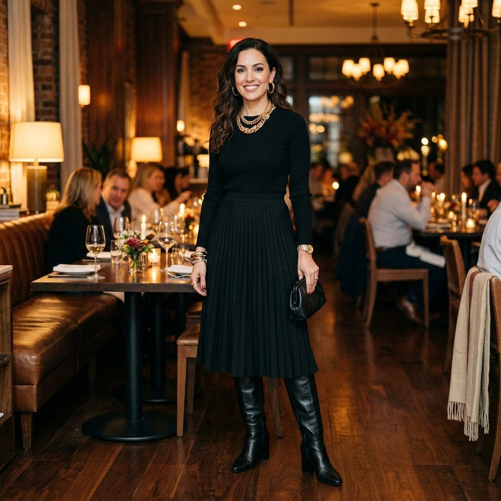 Date Night Pleated Skirt Outfit Ideas