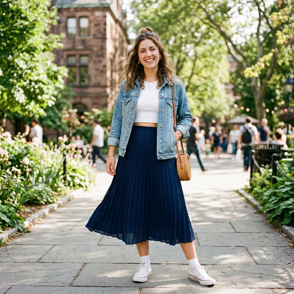 Crop Top Pleated Skirt Outfit Ideas