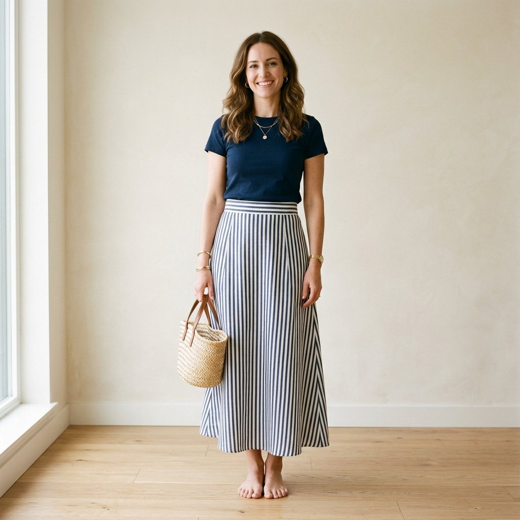 Striped Long Skirt Outfit Ideas