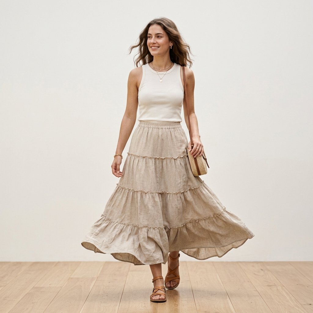 Tiered Long Skirt Outfit Ideas