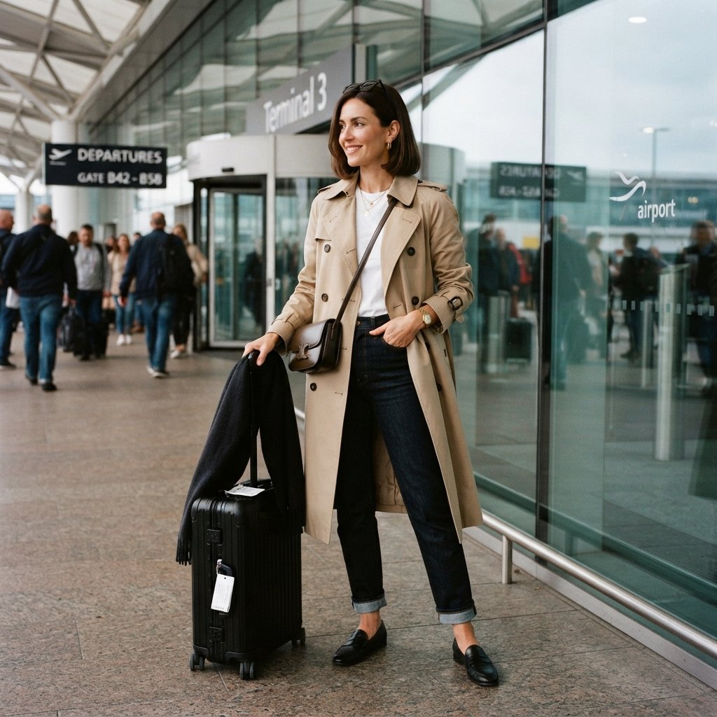 30 Airport Outfits Ideas for Every Kind of Traveler 13 Trench Coat Airport Outfit Ideas
