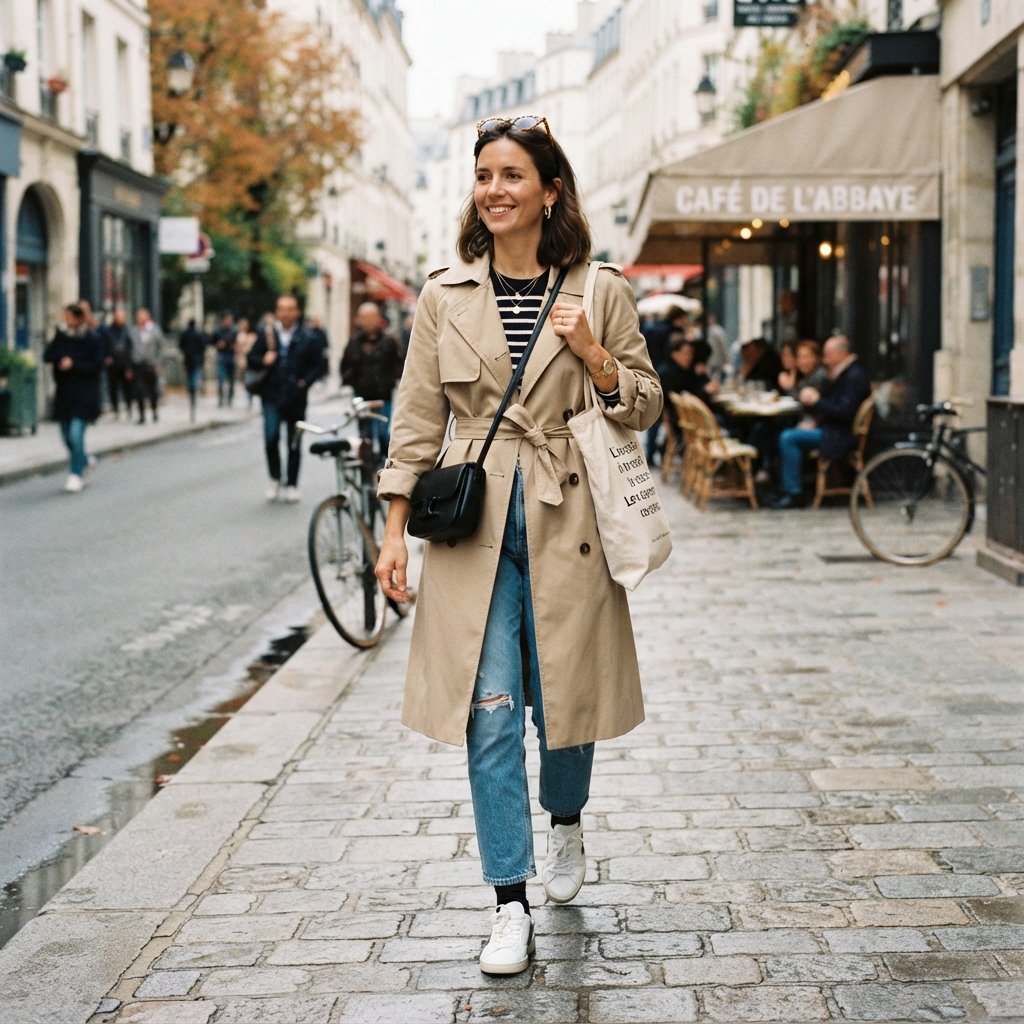 Trench and Sneaker Chic Spring Outfits