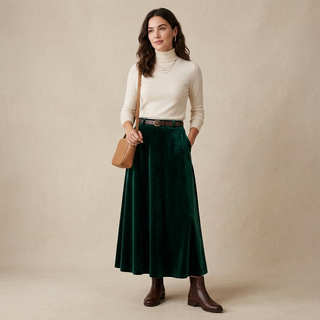 Velvet Long Skirt Outfit Ideas