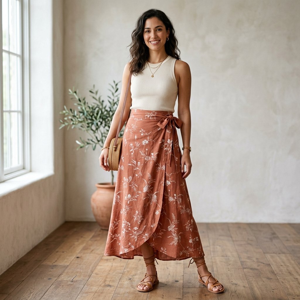Wrap Long Skirt Outfit Ideas