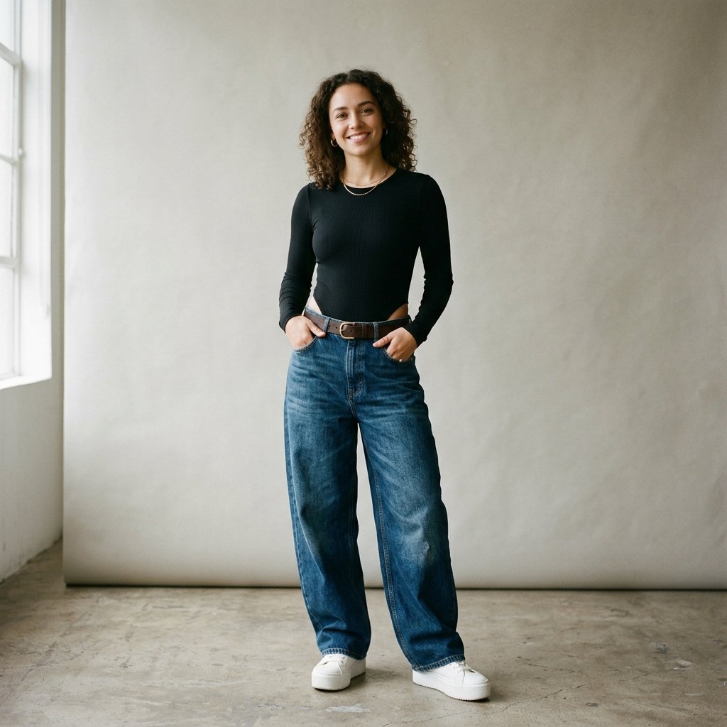 32 Baggy Jeans Outfits Ideas: Chic Ways to Look Effortlessly Trendy 6 Baggy Jeans Outfits with Bodysuit Ideas
