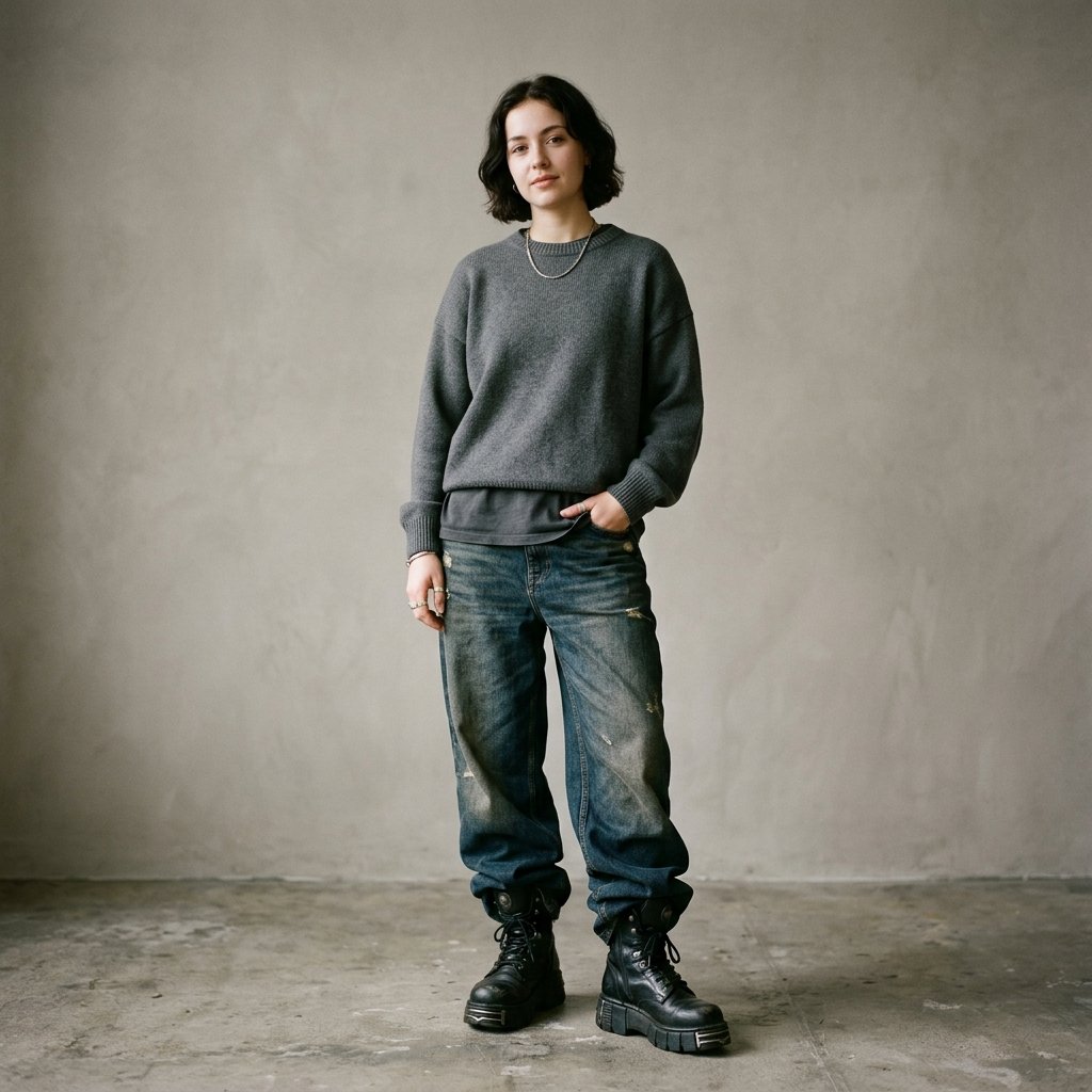 32 Baggy Jeans Outfits Ideas: Chic Ways to Look Effortlessly Trendy 8 Baggy Jeans Outfits with Chunky Boots Ideas