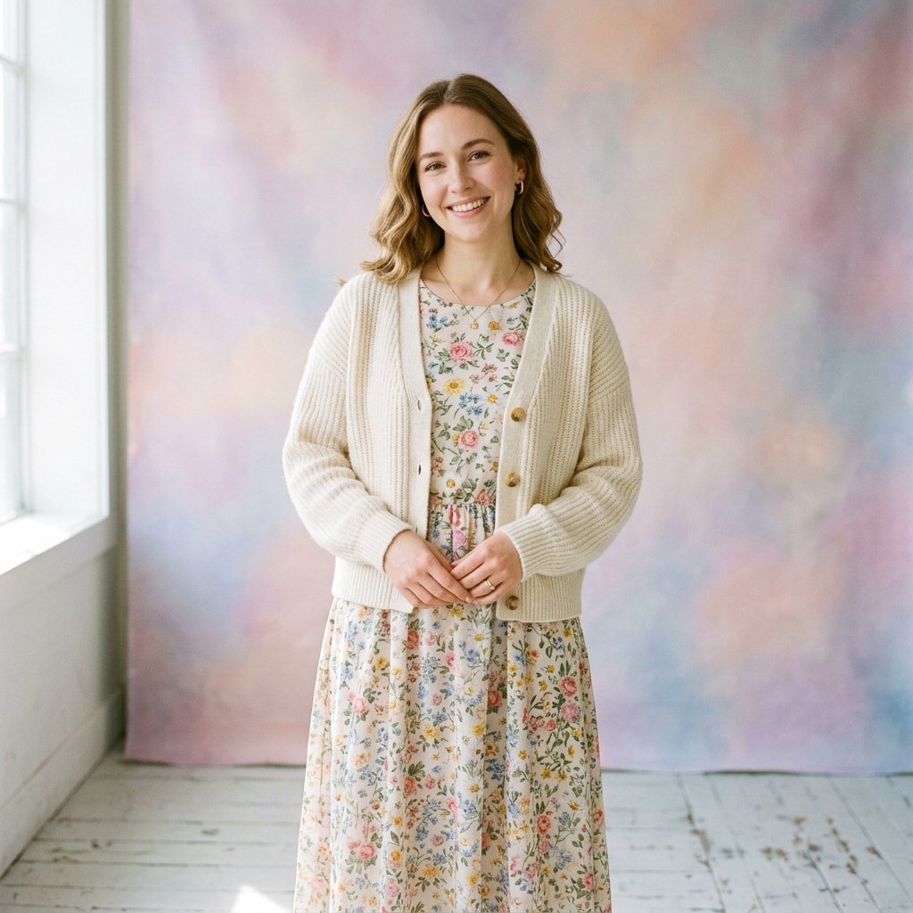 32 Sweater Over Dress Ideas: A Complete Style Guide 6 Cardigan Over Floral Sweater Over Dress