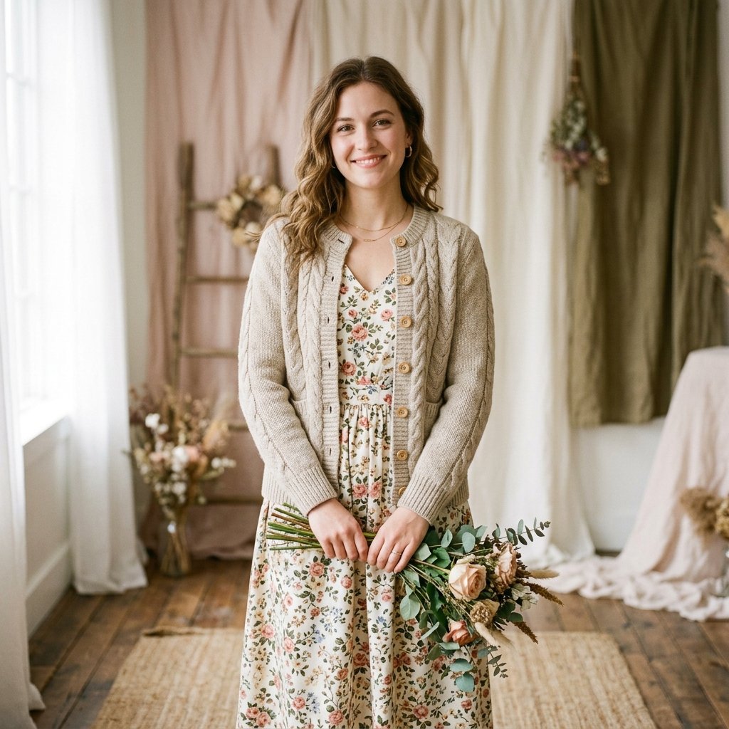 32 Sweater Over Dress Ideas: A Complete Style Guide 28 Button Front Cardigan Over Floral Dress
