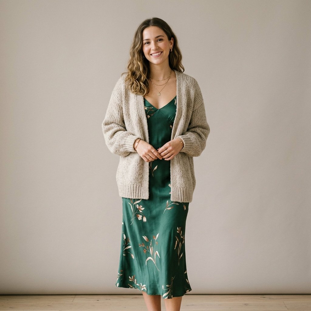 Cardigan with Slip Dress Ideas