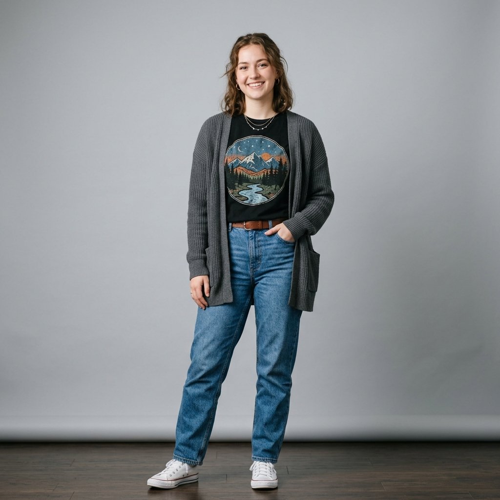 Cardigan with Graphic Tee Ideas