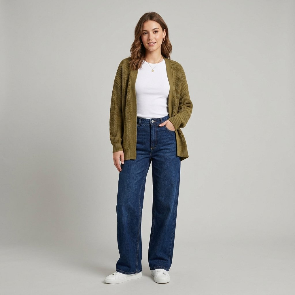 Cardigan with Wide Leg Jeans Ideas