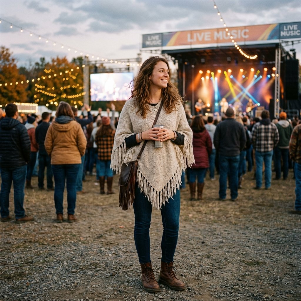 32 Country Concert Outfits: Ideas That Bring Bold Western Style to Life 28 Concert Poncho Ideas