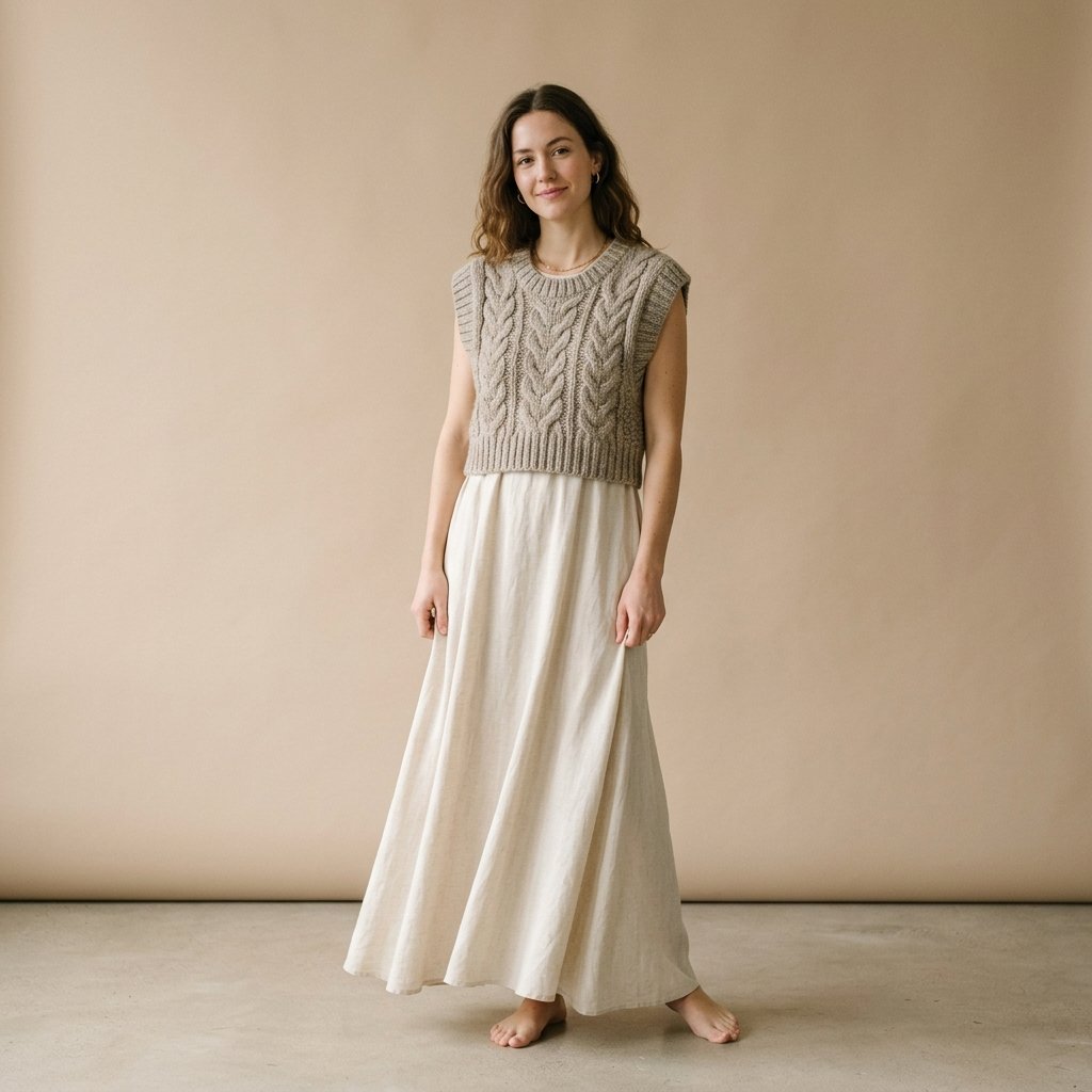 32 Sweater Over Dress Ideas: A Complete Style Guide 29 Cropped Vest Over Maxi Dress