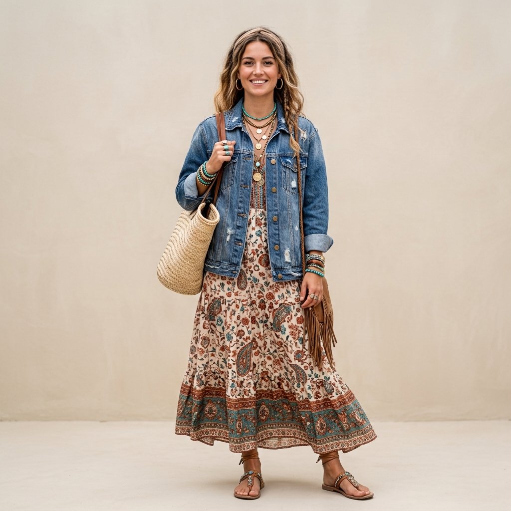 Boho Jean Jacket Outfit Ideas