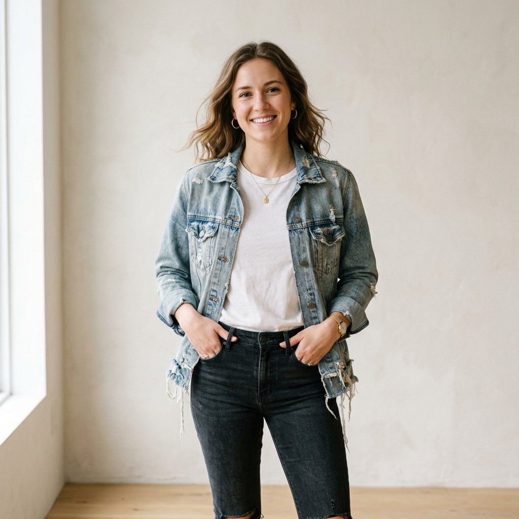 Distressed Jean Jacket Outfit Ideas