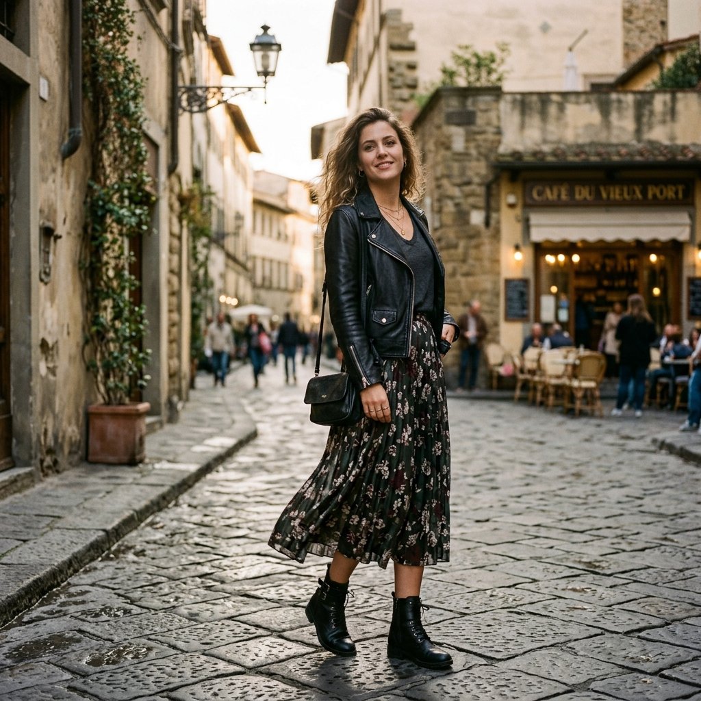Leather Jacket and Skirt Outfit Ideas