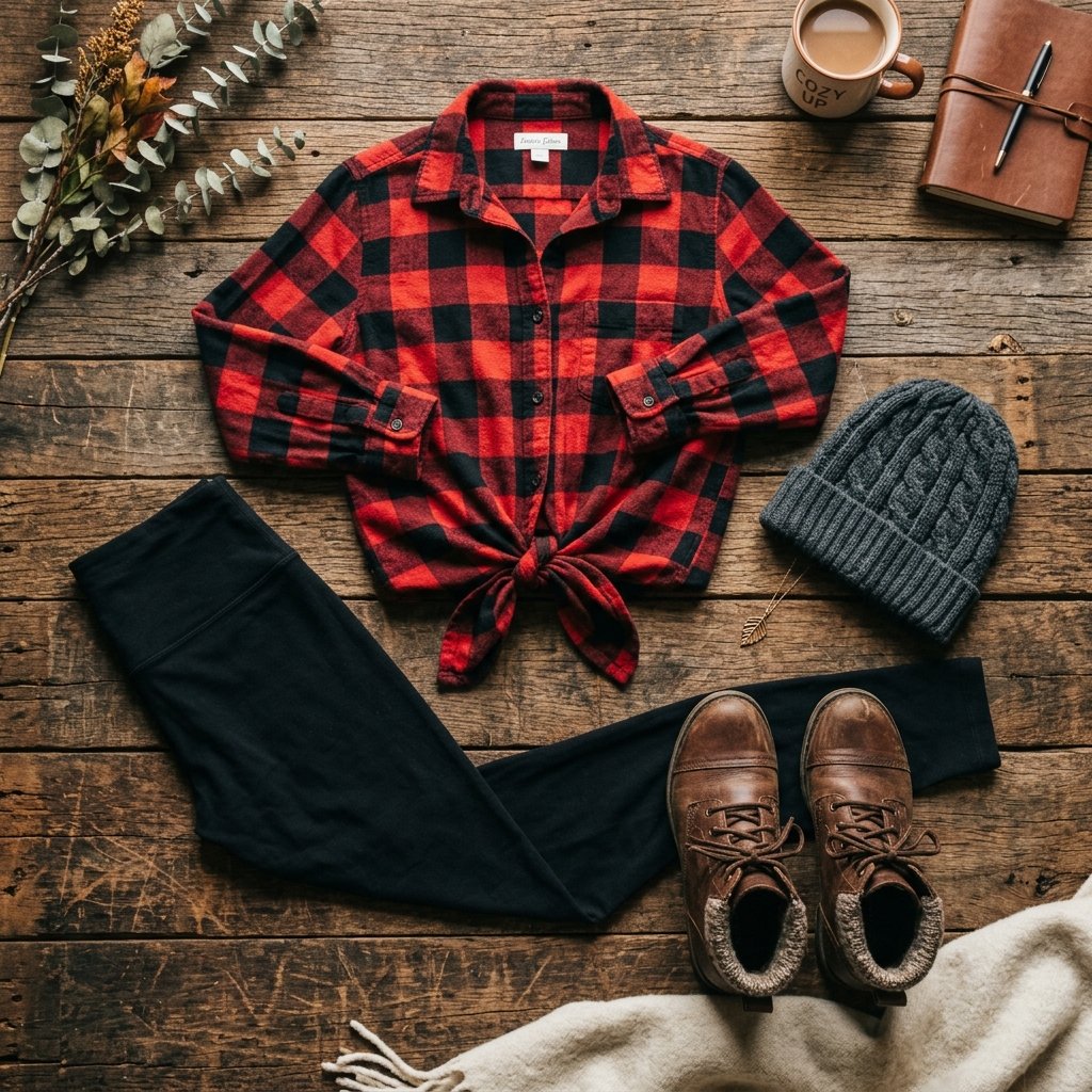 Flannel and Leggings Outfit Ideas