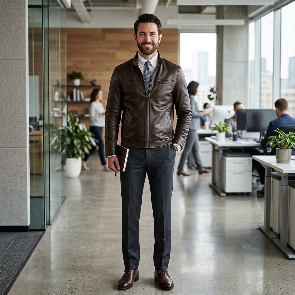 Formal Leather Jacket Outfit Ideas
