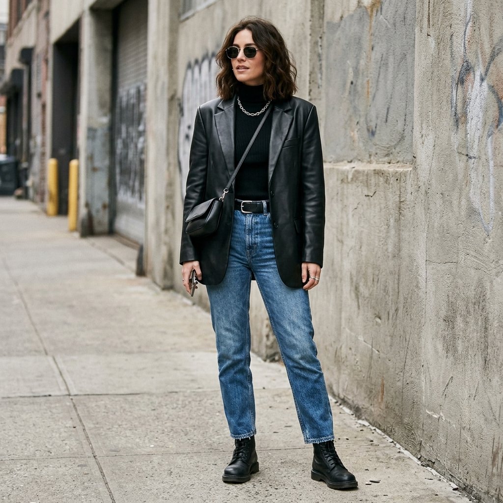 Leather Blazer Outfit Ideas